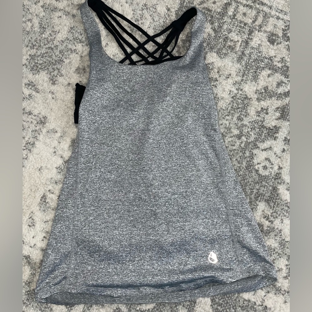 Icyzone Tank Top w/ built in sports bra, grey melange color, size medium